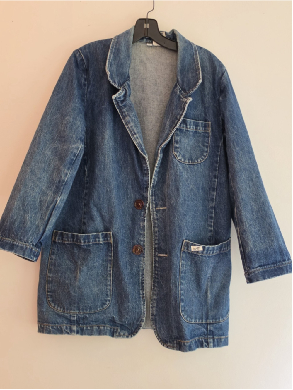 Vintage Guess Georges Marciano Denim Blazer Jacket Sz 1 Chore Coat 80s 90s USA